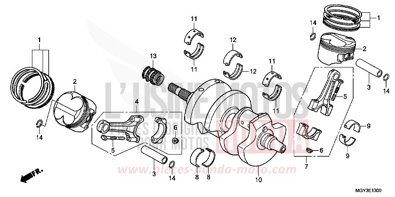 VILEBREQUIN/PISTON de VFR800X "Crossrunner" PEARL FADELESS WHITE (NH341) 2013